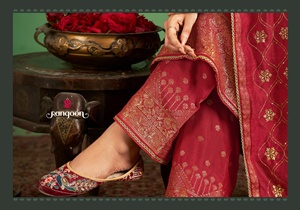 Elegante étnico mujeres adultos Kurta conjunto muselina pura Jecaurd Chanderi seda Dupatta con bordado elegante trabajo en relieve - Product Image 6