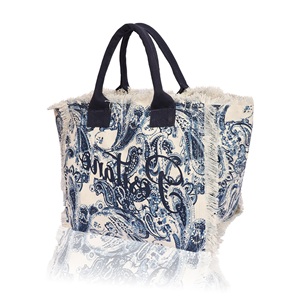 Bolsa de Lona Estampada Tyntra Los Ángeles con Cierre de Cremallera, Asas para Llevar al Hombro, Tamaño Grande, Bolsa de Playa con Detalles de Flecos - Product Image 5