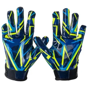Handlady Brand Kids American <b>Football</b> Gloves Wholesale Stock Golden Synthetic <b>Leather</b> Silicone Coating Great Grip Anti-Slip - Product Image 1