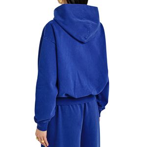 2026 Wholesale Custom Women's Acid Wash <b>Lined</b> <b>Hoodie</b> Heavyweight Cotton <b>Fleece</b> Cropped Boxy Fit Pullover Bulk Clothing - Product Image 3