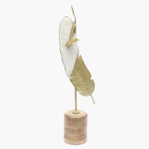 Sculpture d'oiseau et de feuille en métal fabriqué à la main avec base en bois naturel Accent de décor à la maison moderne pour l'affichage de table - Product Image 6