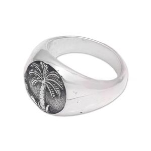 Arbre de vie, bague en argent sterling 925, design unique fait à la main, bijoux de fête de mariage, unisexe - Product Image 2