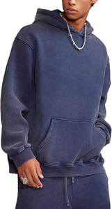 Sudadera con capucha lavada con diamantes de imitación y logotipo personalizado para hombre, sudaderas informales de impresión para hombre - Product Image 2