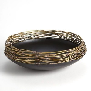Forma de nido Diseño único de alta calidad Tazón de metal de tendencia negra Vajilla y vajilla personalizables - Product Image 1