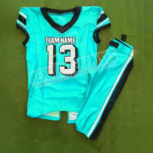 Ensemble d'uniformes de football américain personnalisés Maillot sublimé + pantalon rembourré Livraison rapide Fabricant OEM Maquette gratuite du Pakistan - Product Image 2