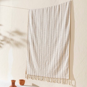 Premium Rustic <b>Turkish</b> <b>Beach</b> <b>Towel</b> Natural Pinstripe, 100% Cotton Peshtemal, 40x70 in - Product Image 2