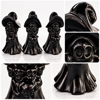 Statuette de Sorcier en Obsidienne, Sculpture en Cristal, Pierre Précieuse Noire, Figurine Fantastique pour Décoration de Bureau, Collection et Cadeau