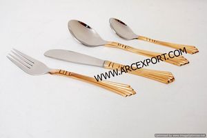 Ensemble de couverts en acier inoxydable avec poignées en or poli Ensemble de couverts de table de mariage de restaurant à domicile au prix le plus bas - Product Image 3