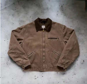 Veste universitaire pour homme en coton décontractée à manches longues avec poche à rabat, lavage à l'acide - Product Image 4