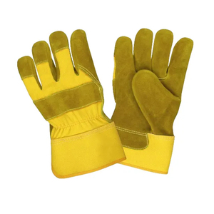 Gants combinés en cuir de vache fendu de bonne qualité, paume renforcée, manchette en caoutchouc, gants de travail en cuir de vachette pour l'hiver - Product Image 1
