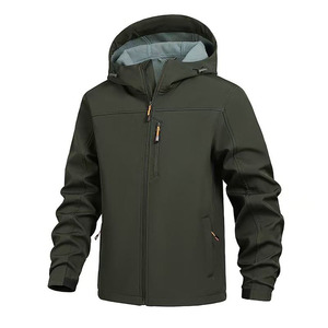 Custom Men Softshell Bomber <b>Jacket</b> Waterproof Windproof <b>Fleece</b> <b>Lined</b> Stand Hooded Winter Outdoor Hiking Camping Quick Dry Front - Product Image 4