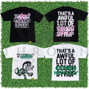 เสื้อยืด Awful Lot Cough Syrup สำหรับผู้ชาย ผ้าฝ้าย 100% ทรงโอเวอร์ไซส์ น้ำหนัก 300 กรัม เสื้อยืดเปล่า พิมพ์ลายโลโก้ 3 มิติ แบบกำหนดเอง ตัวอักษร Worsted - Product Image 1