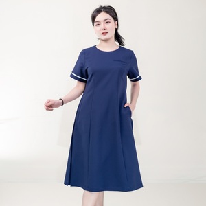 Infirmière Anti-rides Femmes FMF Fabrication Vêtements Vérifié En Vrac En Gros Coton PE Spandex Scrubs Médicaux Robe Uniforme - Product Image 1