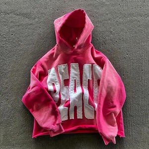 Custom 100% Cotton Vintage Hoodie for Men Distressed Embroidery Applique Patch Acid <b>Wash</b> Full Sleeves Heavyweight 3D Winter - Product Image 4