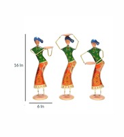 Ensemble de 3 figurines en métal Tagari indiennes faites à la main, écologiques, pour la décoration de la maison, décoration traditionnelle, présentoir pour le salon