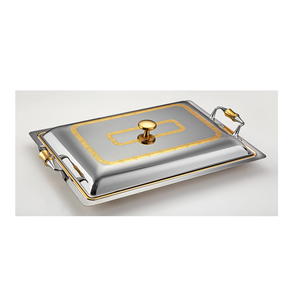 Plateau de service de nourriture rectangulaire fini argent avec design gravé de fleurs Nouveaux produits Cadeaux décoratifs Plateau en fer avec poignées - Product Image 3