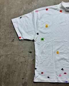 เสื้อยืดถักสำหรับผู้ชายทรงโอเวอร์ไซส์พร้อมโลโก้เสื้อยืดทาสีสาดสี - Product Image 4