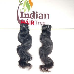 Extensions de cheveux humains vierges indiens du temple, 100% naturels, non traités, double trame, ondulation naturelle, fournisseur de mèches, cuticules alignées - Product Image 1