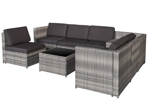 SF00003 Directo de fábrica en VN, moderno juego de sofás de ratán para exteriores con cojines oscuros para muebles de jardín y patio, diseño contemporáneo. - Product Image 4