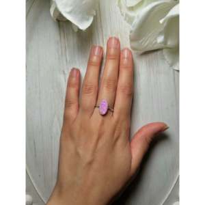 Navajo-Made Rhodium-Plated Opal Sterling <b>Silver</b> Statement <b>Ring</b> Fine Jewelry for Everyday Wear Dainty Yellow Gold Statement Shape - Product Image 4