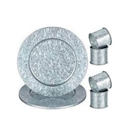 Assiette de Présentation Galvanisée de Qualité Supérieure Style Américain, Sous-Assiette Argentée Écologique pour Mariages et Dîners à Domicile