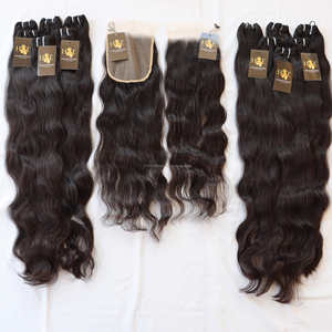 Cambodian Raw Hair Vendors Virgin Human Hair Weave Bundles With <b>Lace</b> <b>Closure</b> Raw Mink Brazilian Cuticle Aligned Hair Extensions - Product Image 2
