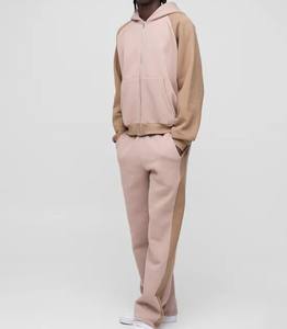 Dernier modèle de vêtements de sport en gros Survêtements pour hommes Ensembles deux pièces Tenues assorties Sweat à capuche avec fermeture éclair complète et deux tons de couleur - Product Image 4