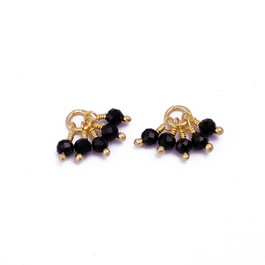 Perles de pierre de naissance en onyx noir minimaliste de 3MM pendentifs à breloques en laiton plaqué or pour la fabrication de bijoux avec connecteurs de pierres précieuses - Product Image 2