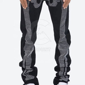 Dernier modèle de pantalons jeans strass pour hommes pantalons jeans strass confortables de qualité supérieure pour hommes - Product Image 4