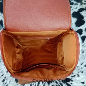 Peau de vache cheveux naturels fourrure cuir couche sac à dos Style occidental beaucoup poche à glissière Unique voyage marron et blanc école sacs à dos - Product Image 2