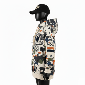 Sudadera con capucha de lana de algodón Premium 350GSM para mujer, Jersey cálido con estampado abstracto y logotipo personalizado, sudaderas básicas para mujer - Product Image 3