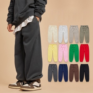 Pantalones de chándal de algodón 100% para hombre, tela de lona para correr con cordón de rizo de Color sólido para niños y adultos - Product Image 1