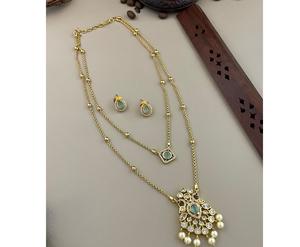 Stylish Premium Quality Gold Plated Chain Stone Necklace <b>Set</b> With Earrings for Wedding Traditional Wear Collection For <b>Women</b> - Product Image 5