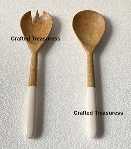 Ensemble de couverts en bois naturel au design créatif pour la vaisselle, la cuisine, la décoration de la maison, le mélange et le service de salades - Product Image 1