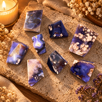 Pierre de cristal polie naturelle en agate bleue cerisier de 4 à 6 cm, forme libre, pour la décoration intérieure, la collection et les cadeaux