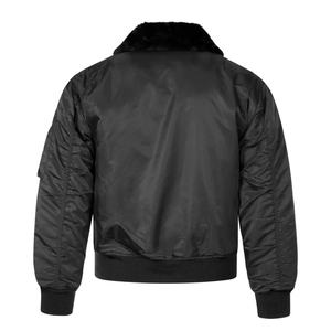 Chaqueta de piloto de bombardero de alta calidad, logotipo de diseño personalizado, chaqueta transpirable con cremallera, cuello de piel sintética, precio al por mayor, calle principal - Product Image 2