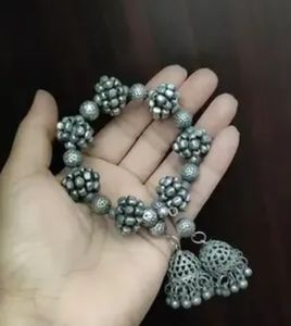 Royal Silver Oxidised Traditional Ethnic Classic Elegant Jhumki adjustable Bangle for <b>girls</b> and women with Vintage Look - Product Image 2