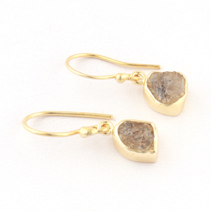 Boucles d'oreilles pendantes en diamant Herkimer naturel brut créatif personnalisé boucles d'oreilles crochet en fil d'oreille plaqué or pierre de naissance d'avril - Product Image 2