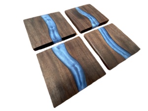 Restaurant Made Wood & Resin avec des sous-verres personnalisés polis de haute qualité 4 pcs set vente chaude 2023 - Product Image 4