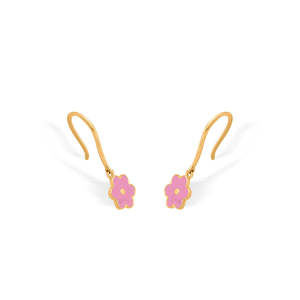ต่างหูแบบห่วงและแบบกอดหูรุ่น Sweet Daisy ทำจากทองเหลืองชุบทองประดับเพทายและมุก - Product Image 4