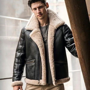 Veste bomber B3 de style RAF sur mesure en gros |   Veste en cuir véritable de mouton |   Blouson aviateur chaud d'automne à col montant, fabrication ODM - Product Image 2