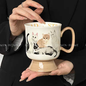 แก้วเซรามิครูปแมวขนาด 300 มล. แบบมีฉนวนกันความร้อน สวยงาม ใช้ซ้ำได้ สำหรับกาแฟและชา เหมาะสำหรับคู่รัก ใช้สำหรับอาหารเช้าและใช้ในบ้าน หรือเป็นของขวัญ - Product Image 4