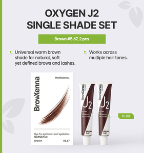 BrowXenna ®   OXYGEN J2 Kit doble de tinte para cejas y pestañas, set de 2 × 7 ml, marrón # 5.67 - Product Image 1