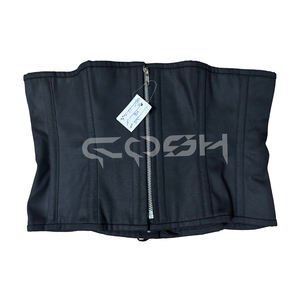 Corsé Waspie Negro de Algodón Hecho a Medida con Cierre Frontal y Torso Corto |   Comprar Ahora - Product Image 1