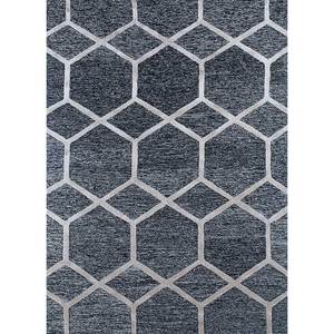 Tapis en laine et viscose tufté à la main TNQ-347, gris et noir avec motif géométrique, pour usage domestique - Product Image 1