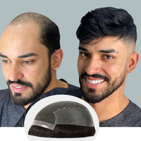 Prothèse capillaire pour homme en stock, prête à être expédiée, avec ligne de cheveux naturelle, Q6 Land & Pu, base en dentelle suisse, remplacement capillaire en cheveux indiens pour hommes