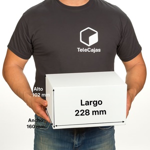 Sturdy Small Postal Cardboard <b>Box</b> with Flaps for Shipping 228x160x102mm <b>WHITE</b> Interior Embossed Printing - Product Image 3