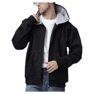 Sweat-shirts à capuche zippés décontractés en molleton 100 % coton pour hommes, personnalisables avec logo, style streetwear d'hiver, fabrication OEM/ODM au Pakistan pour les commandes en gros - Product Image 5