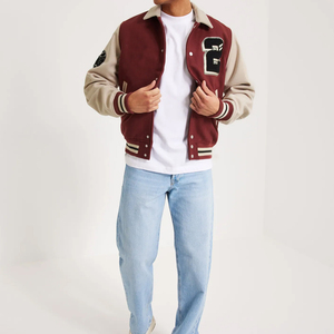 Blouson aviateur en toile à capuche bordeaux pour homme avec broderie personnalisée Style vintage respirant pour l'hiver - Product Image 2