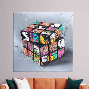 Tableau imprimé sur toile : Décoration murale Graffiti Cube de Rubik, TOILE ENVELOPPEE - Product Image 1